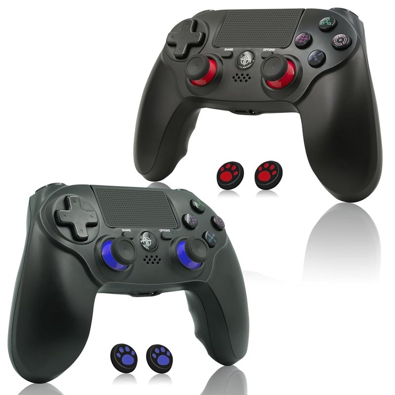 CNH 2 Pack Wireless Controller for PS4，Compatible with PS4/Slim/Pro/PC，Double Shock 6-Axis Motion Sensor，Built-in Speaker & Headphone Jack - Image 1